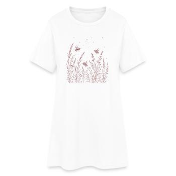 Bienen und  Blumen - Frauen T-Shirt-Kleid - Weiß - Vorne