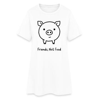 Friends Not Food Porc Vegan Minimaliste - Robe T-shirt Femme - blanc - Devant