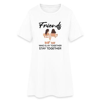 Freunde schlagen zusammen - Frauen T-Shirt-Kleid - Weiß - Vorne