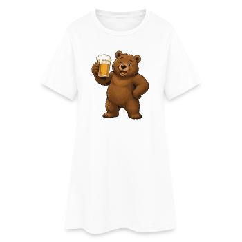 Biertrinkender Bär Cartoon - Frauen T-Shirt-Kleid - Weiß - Vorne
