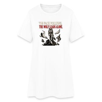 Der Wolf führt allein Lone Wolf Arena Motivations-Tee - Frauen T-Shirt-Kleid - Weiß - Vorne