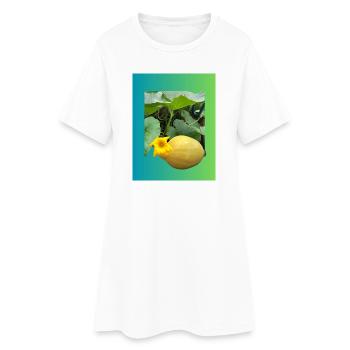 Gelbe Zucchini mit Blüte - Frauen T-Shirt-Kleid - Weiß - Vorne