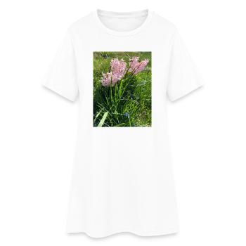 Motif du jardin de roses de jacinthes - Robe T-shirt Femme - blanc - Devant