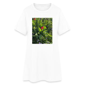 Tulipes dans le jardin printanier - Robe T-shirt Femme - blanc - Devant