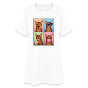 Katzen Abessinier Katze - Frauen T-Shirt-Kleid - Weiß - Vorne