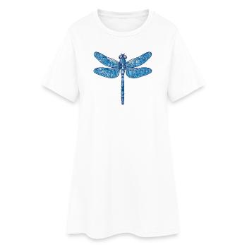 Blaue Libelle Illustration im Vektorstil - Frauen T-Shirt-Kleid - Weiß - Vorne