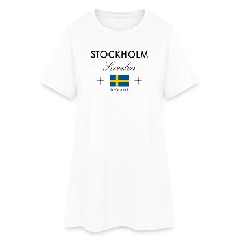Stockholm Schweden Koordinaten Reise Souvenir - Frauen T-Shirt-Kleid - Weiß - Vorne