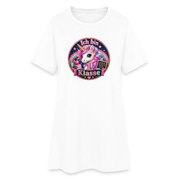 Ich bin 1. Klasse Einhorn - Frauen T-Shirt-Kleid - Weiß - Vorne