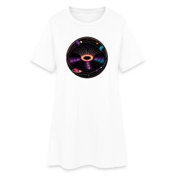 Gravity Well Vinyl-Schwarze-Loch-Physik - Frauen T-Shirt-Kleid - Weiß - Vorne