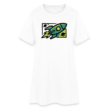 Rakete Graffiti Grafik - Frauen T-Shirt-Kleid - Weiß - Vorne