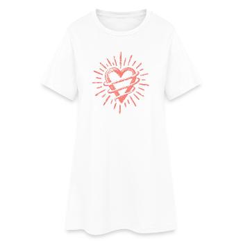 Herz - Frauen T-Shirt-Kleid - Weiß - Vorne