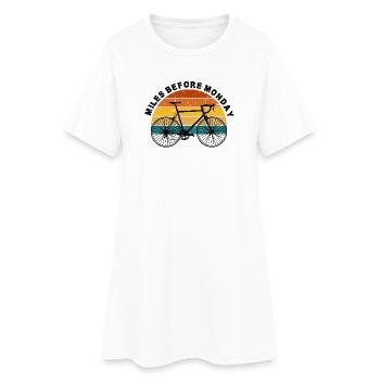 Sunset Cyclist Silhouette - Women’s T-Shirt Dress - white - Front