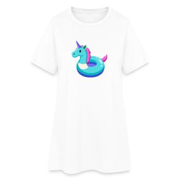 Einhorn-Poolspielzeug - Frauen T-Shirt-Kleid - Weiß - Vorne