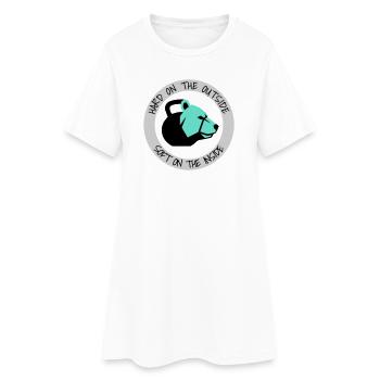 Hart außen, weich innen Bär-Logo - Frauen T-Shirt-Kleid - Weiß - Vorne