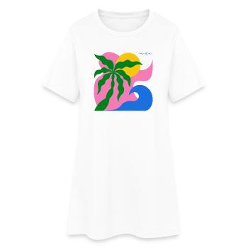 Abstrakte Palme & Sonne: Sommer Design - Frauen T-Shirt-Kleid - Weiß - Vorne