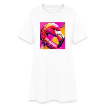 Flamant - Robe T-shirt Femme - blanc - Devant