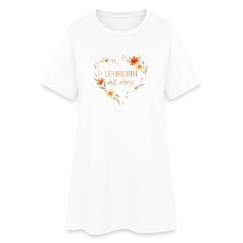 Lehrerin mit Herz! - Frauen T-Shirt-Kleid - Weiß - Vorne