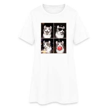 Chats American Curl Cat - Robe T-shirt Femme - blanc - Devant