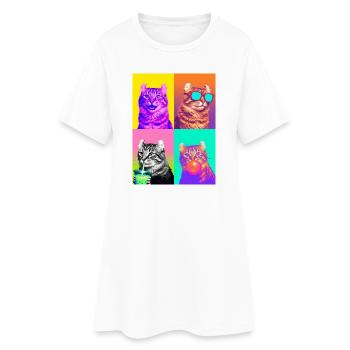Chats American Curl Cat - Robe T-shirt Femme - blanc - Devant