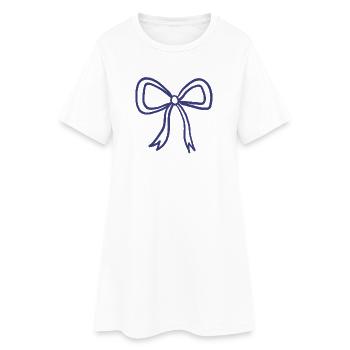 Minimale Schleifen-Linienkunst - Frauen T-Shirt-Kleid - Weiß - Vorne