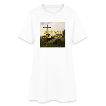 Jesus wird wiederkommen Bergkreuz Geistlicher Gra - Frauen T-Shirt-Kleid - Weiß - Vorne