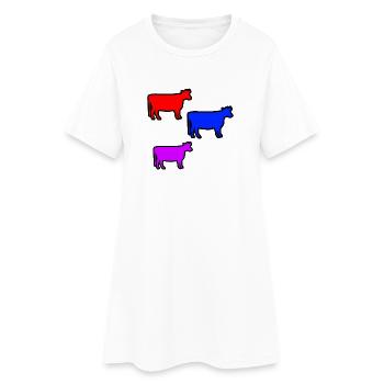 Kühe - Frauen T-Shirt-Kleid - Weiß - Vorne