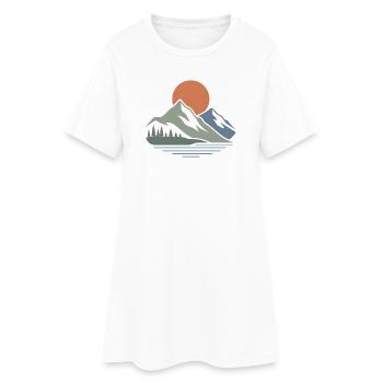 Minimalistische Berglandschaft – Modernes Design - Frauen T-Shirt-Kleid - Weiß - Vorne