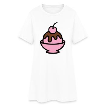Eisbecher Kirsche Grafik - Frauen T-Shirt-Kleid - Weiß - Vorne