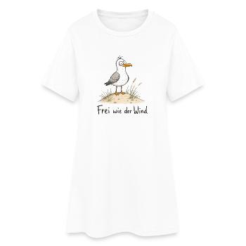 Möwe am Strand - Frauen T-Shirt-Kleid - Weiß - Vorne