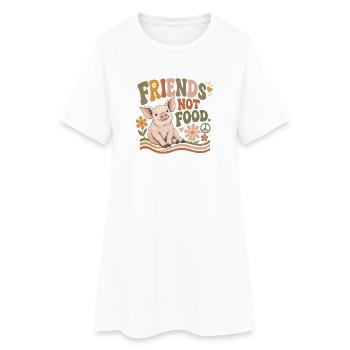 Friends Not Food Pig Vegan Rétro - Robe T-shirt Femme - blanc - Devant