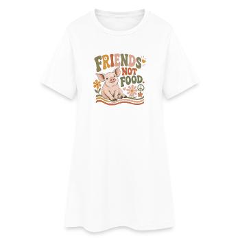Friends Not Food Pig Vegan Rétro - Robe T-shirt Femme - blanc - Devant