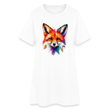 Colorful fox with splashes of color - Women’s T-Shirt Dress - white - Front