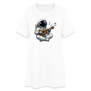 Weltraumastronaut Gitarre Spiel - Frauen T-Shirt-Kleid - Weiß - Vorne