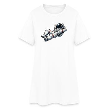 Entspannter Astronaut im Retro-Design - Frauen T-Shirt-Kleid - Weiß - Vorne