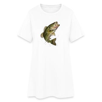 Bass im dynamischen Sprung - Frauen T-Shirt-Kleid - Weiß - Vorne