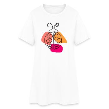 Coccinelle à une ligne dessinée à la main - Robe T-shirt Femme - blanc - Devant