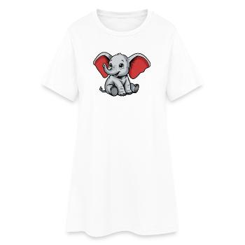Petit Éléphant – Personnage de dessin animé joyeux - Robe T-shirt Femme - blanc - Devant