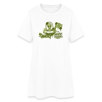Graphisme graffiti d’OVNI extraterrestre - Robe T-shirt Femme - blanc - Devant