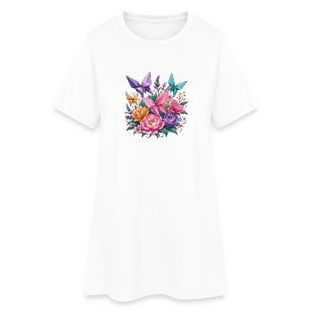 Origami Wings Floral Splendour - Women’s T-Shirt Dress - white - Front