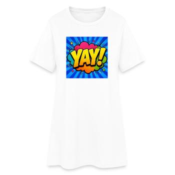 Energetic Comic Lettering – Pop Art Design - Women’s T-Shirt Dress - white - Front