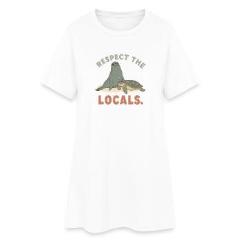 Respectez les locaux Tortue phoque rétro - Robe T-shirt Femme - blanc - Devant