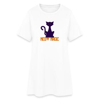 Miaou Silhouette du chat magique - Robe T-shirt Femme - blanc - Devant