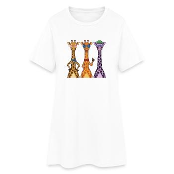 Lustiges Giraffen-Sonnenbrillenhemd, niedliches Tier-Graphi - Frauen T-Shirt-Kleid - Weiß - Vorne