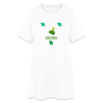 Danke grün: Blattzwiebel - Frauen T-Shirt-Kleid - Weiß - Vorne