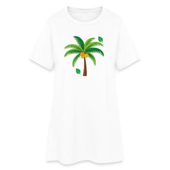 Tropische Palme Bunt - Frauen T-Shirt-Kleid - Weiß - Vorne