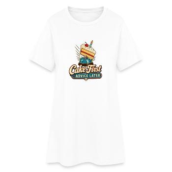 Gâteau d’anniversaire drôle : premier conseil Puis partie au bureau - Robe T-shirt Femme - blanc - Devant