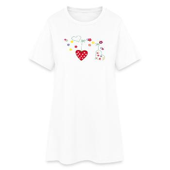 Hearts with Flowers - Women’s T-Shirt Dress - white - Front