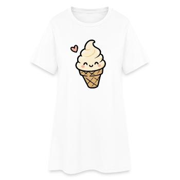 Cornet de glace à la vanille Kawaii - Robe T-shirt Femme - blanc - Devant