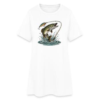 FISHING. WAIT. CATCH. - Women’s T-Shirt Dress - white - Front