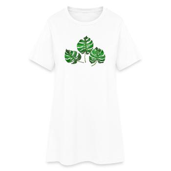 feuilles - Robe T-shirt Femme - blanc - Devant